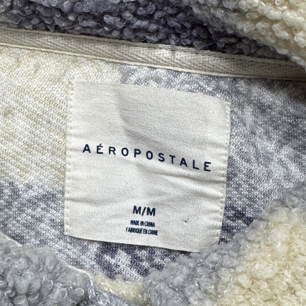 Aeropostale Shacket Women's Medium Blue Cream Plaid Sherpa Fleece Lined Utility - Picture 5 of 5